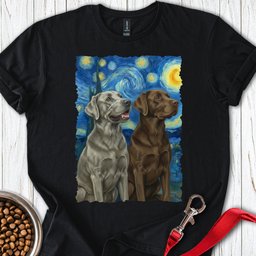 Chocolate And Silver Lab Starry Night T Shirt Gift For Dog Lover