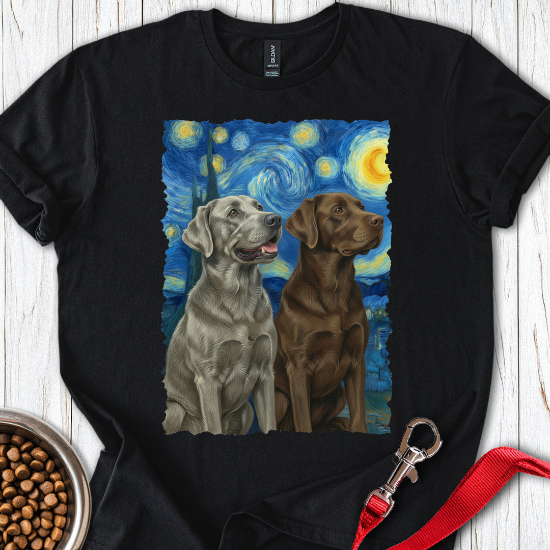 Chocolate And Silver Lab Starry Night T Shirt Gift For Dog Lover