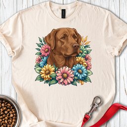 Chocolate Lab Flowers T Shirt Gift For Dog Lover