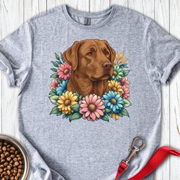 Chocolate Lab Flowers T Shirt Gift For Dog Lover