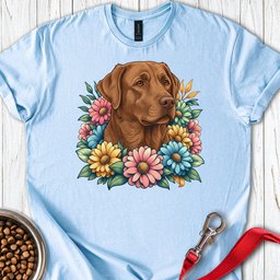 Chocolate Lab Flowers T Shirt Gift For Dog Lover