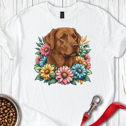 Chocolate Lab Flowers T Shirt Gift For Dog Lover