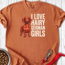 Dachshund Hairy German Girls Red Premium Tee Gift For Dog Lover