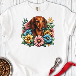 Dachshund Flower Wreath Premium Tee Gift For Dog Lover