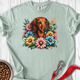 Dachshund Flower Wreath Premium Tee Gift For Dog Lover