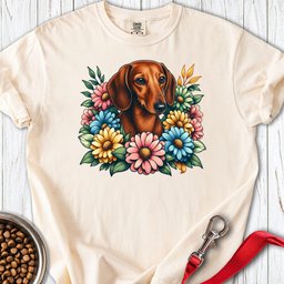Dachshund Flower Wreath Premium Tee Gift For Dog Lover