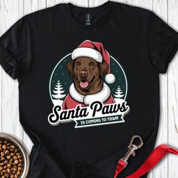 Chocolate Lab Santa Paws Is Coming To Town T Shirt Gift For Dog Lover