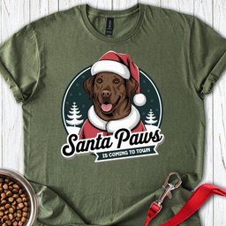 Chocolate Lab Santa Paws Is Coming To Town T Shirt Gift For Dog Lover