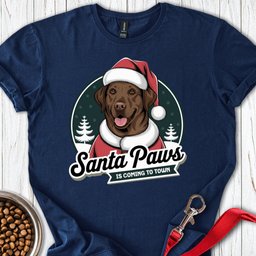 Chocolate Lab Santa Paws Is Coming To Town T Shirt Gift For Dog Lover