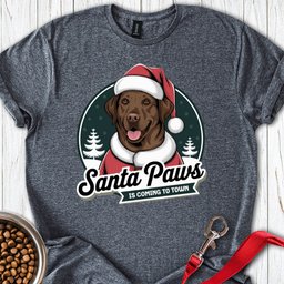 Chocolate Lab Santa Paws Is Coming To Town T Shirt Gift For Dog Lover