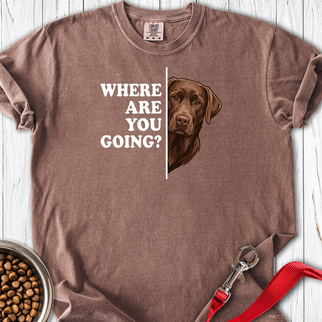 Chocolate Lab Where Are You Going Premium Tee Gift For Dog Lover