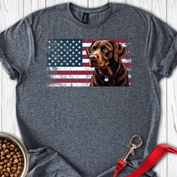 Chocolate Labrador USA Flag T Shirt Gift For Dog Lover