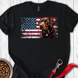 Chocolate Labrador USA Flag T Shirt Gift For Dog Lover