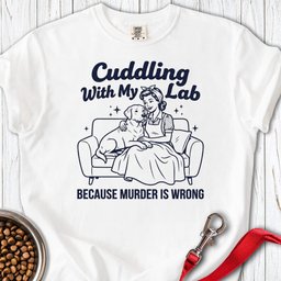 Cuddling With My Lab Premium Tee Gift For Dog Lover