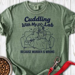 Cuddling With My Lab Premium Tee Gift For Dog Lover
