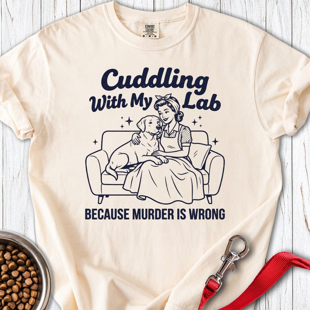 Cuddling With My Lab Premium Tee Gift For Dog Lover