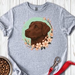 Chocolate Labrador Flower T Shirt Gift For Dog Lover