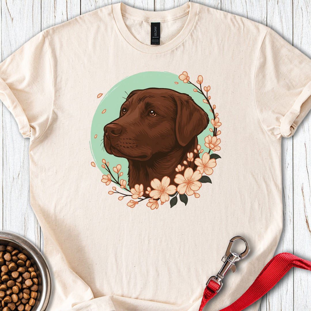 Chocolate Labrador Flower T Shirt Gift For Dog Lover