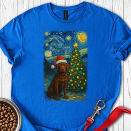 Chocolate Labrador Christmas Van Gogh T Shirt Gift For Dog Lover