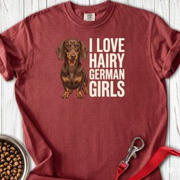 Dachshund Hairy German Girls Chocolate And Tan Premium Tee Gift For Dog Lover