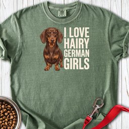 Dachshund Hairy German Girls Chocolate And Tan Premium Tee Gift For Dog Lover