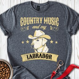 Country Music And My Labrador T Shirt Gift For Dog Lover