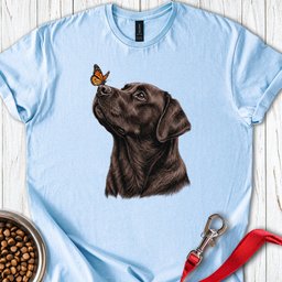 Chocolate Labrador Butterfly T Shirt Gift For Dog Lover
