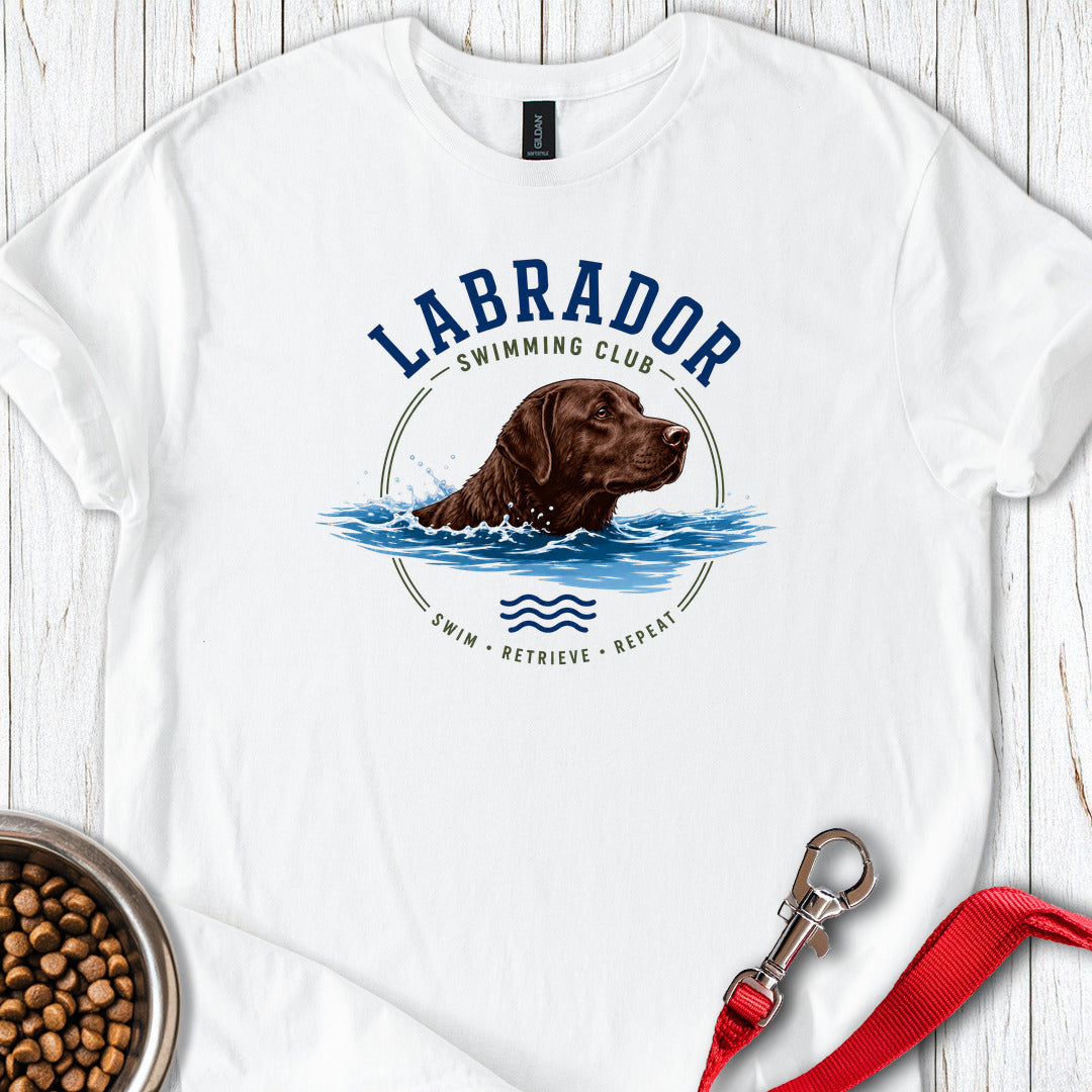 Chocolate Labrador Swimming T Shirt Gift For Dog Lover
