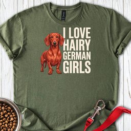 Dachshund Hairy German Girls Red T Shirt Gift For Dog Lover
