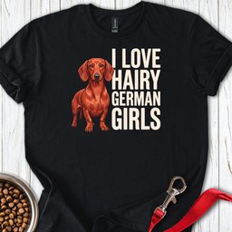 Dachshund Hairy German Girls Red T Shirt Gift For Dog Lover