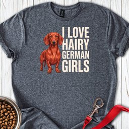 Dachshund Hairy German Girls Red T Shirt Gift For Dog Lover