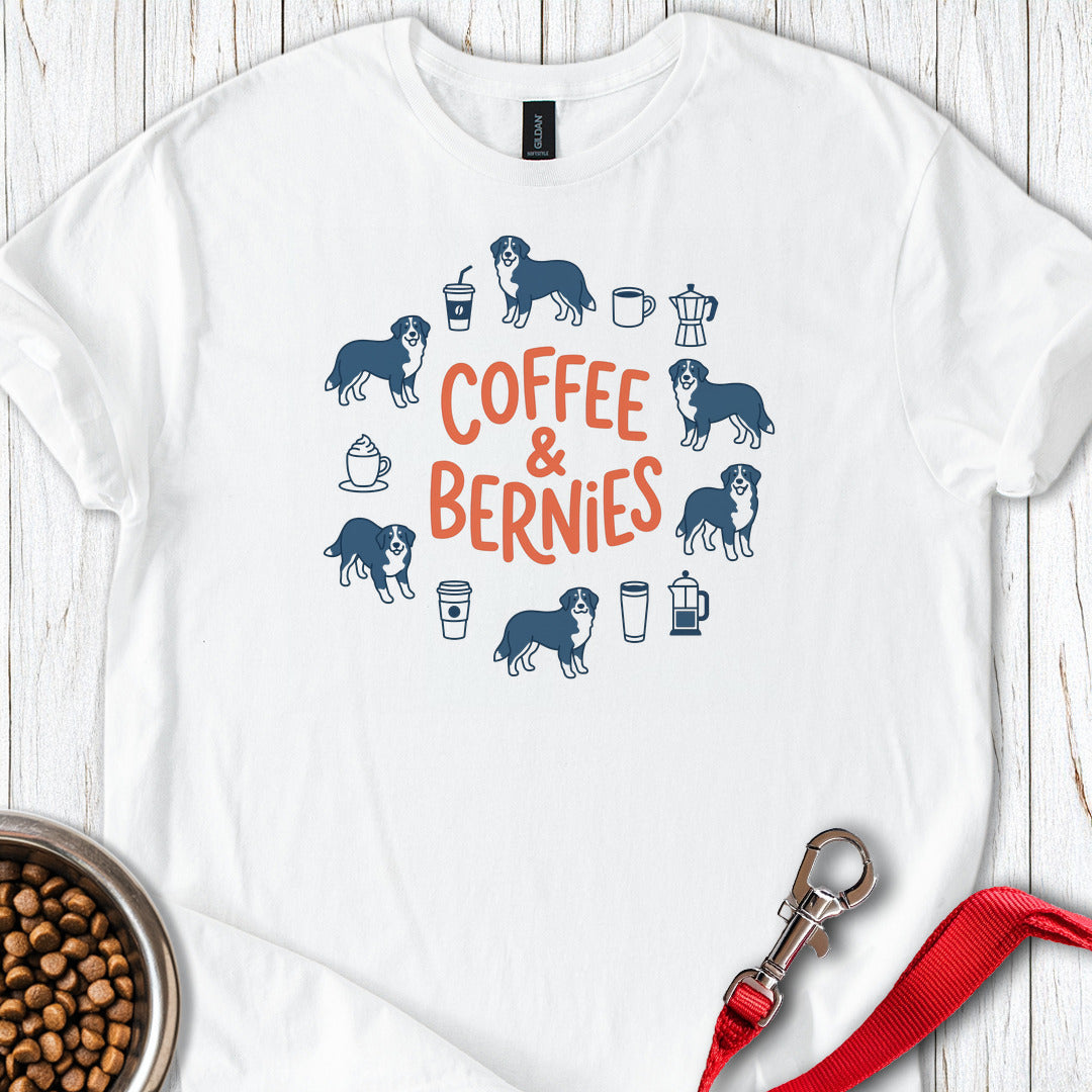 Coffee And Bernies T Shirt Gift For Dog Lover
