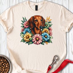 Dachshund Flower Wreath T Shirt Gift For Dog Lover