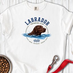 Chocolate Labrador Swimming Premium Tee Gift For Dog Lover