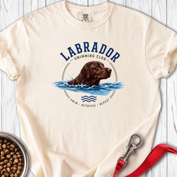 Chocolate Labrador Swimming Premium Tee Gift For Dog Lover