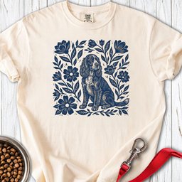 Cocker Spaniel Linocut Premium Tee Gift For Dog Lover