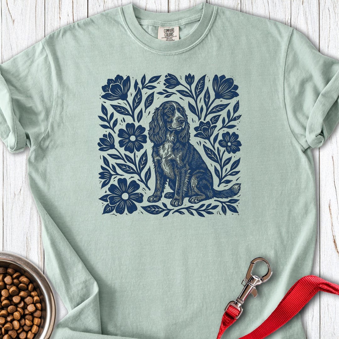 Cocker Spaniel Linocut Premium Tee Gift For Dog Lover