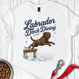 Chocolate Labrador Dock Diving T Shirt Gift For Dog Lover