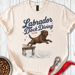Chocolate Labrador Dock Diving T Shirt Gift For Dog Lover
