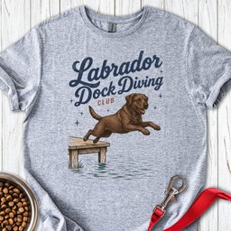 Chocolate Labrador Dock Diving T Shirt Gift For Dog Lover