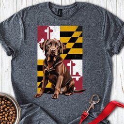 Chocolate Labrador Maryland Flag T Shirt Gift For Dog Lover