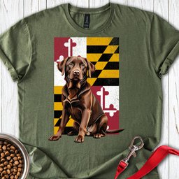Chocolate Labrador Maryland Flag T Shirt Gift For Dog Lover