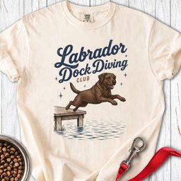 Chocolate Labrador Dock Diving Premium Tee Gift For Dog Lover