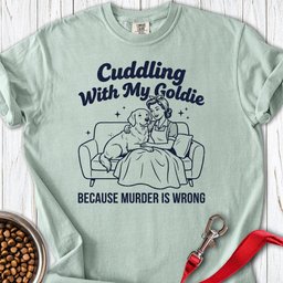 Cuddling With My Goldie Premium Tee Gift For Dog Lover