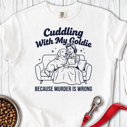 Cuddling With My Goldie Premium Tee Gift For Dog Lover