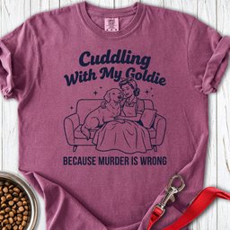Cuddling With My Goldie Premium Tee Gift For Dog Lover