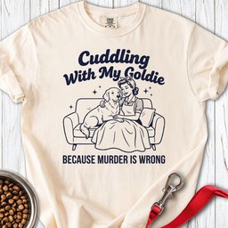 Cuddling With My Goldie Premium Tee Gift For Dog Lover