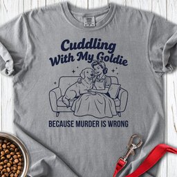 Cuddling With My Goldie Premium Tee Gift For Dog Lover