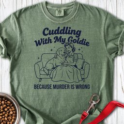 Cuddling With My Goldie Premium Tee Gift For Dog Lover