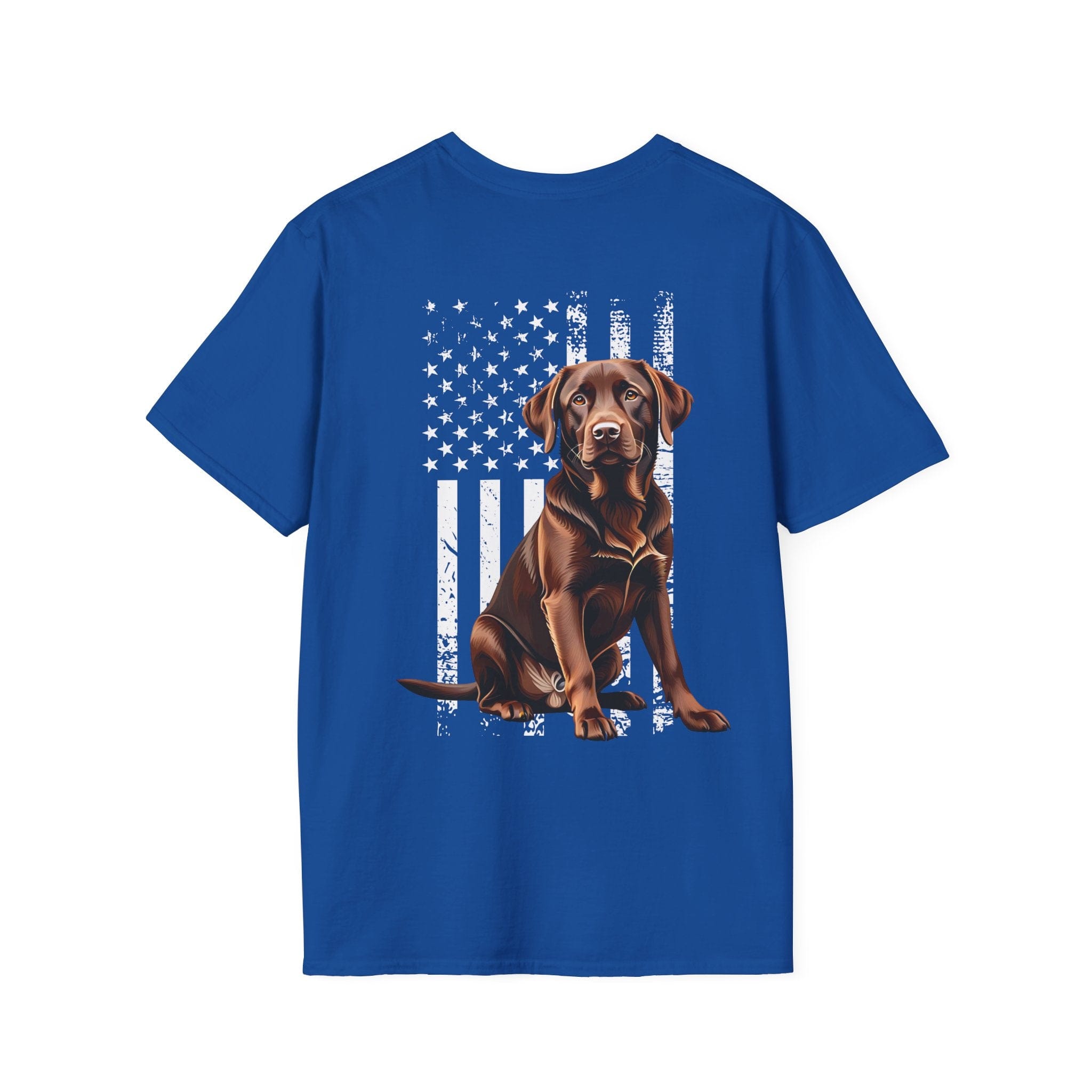 Chocolate Labrador USA Flag Backside T Shirt Gift For Dog Lover